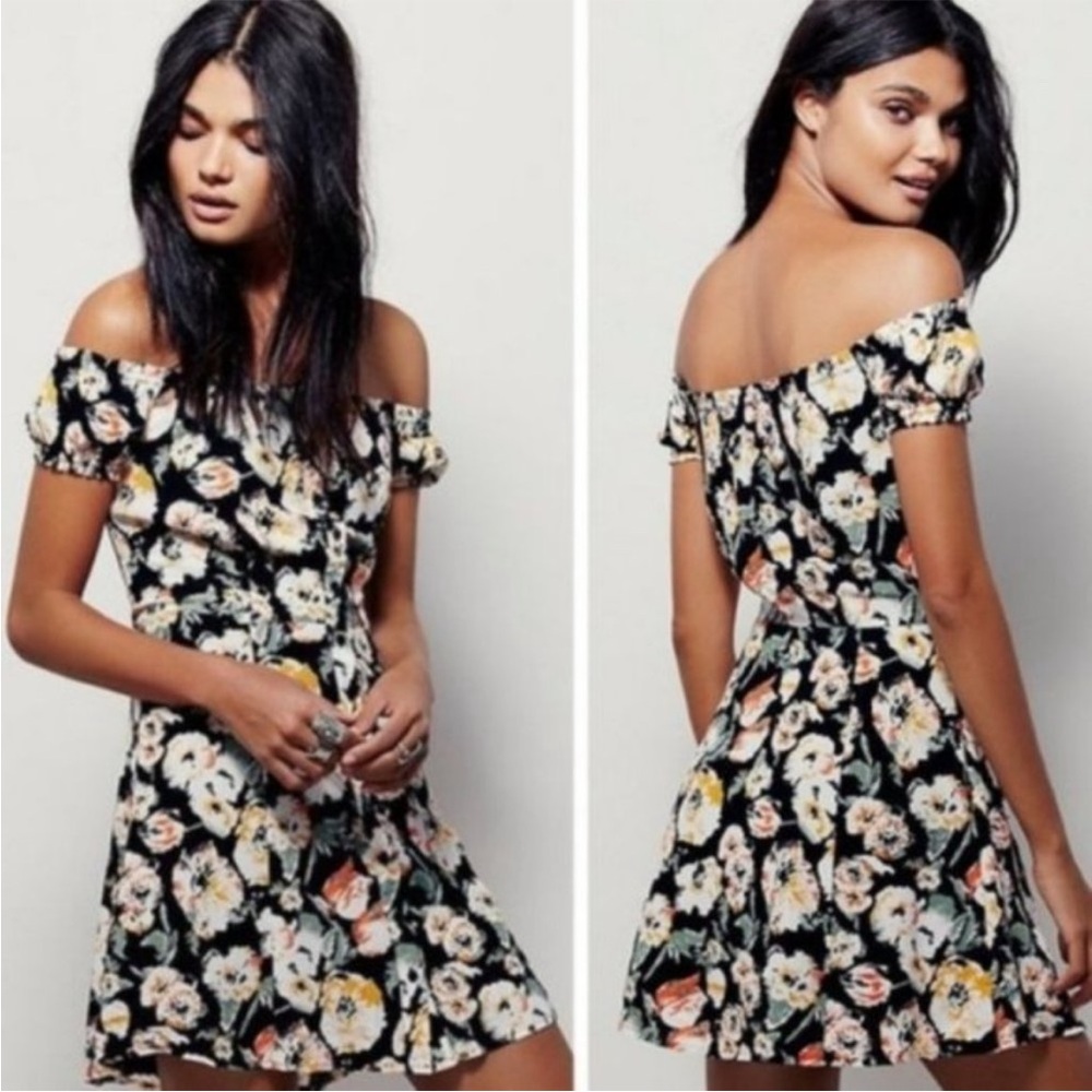 Free People Italian Breeze Off Shoulder Floral Mini Dress